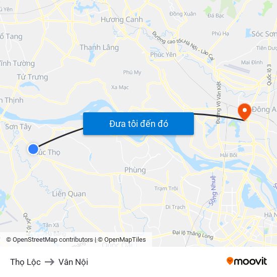 Thọ Lộc to Vân Nội map