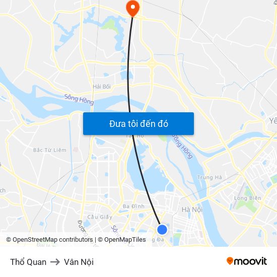 Thổ Quan to Vân Nội map