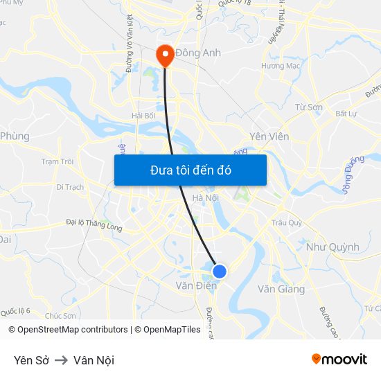 Yên Sở to Vân Nội map