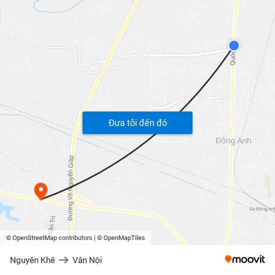 Nguyên Khê to Vân Nội map