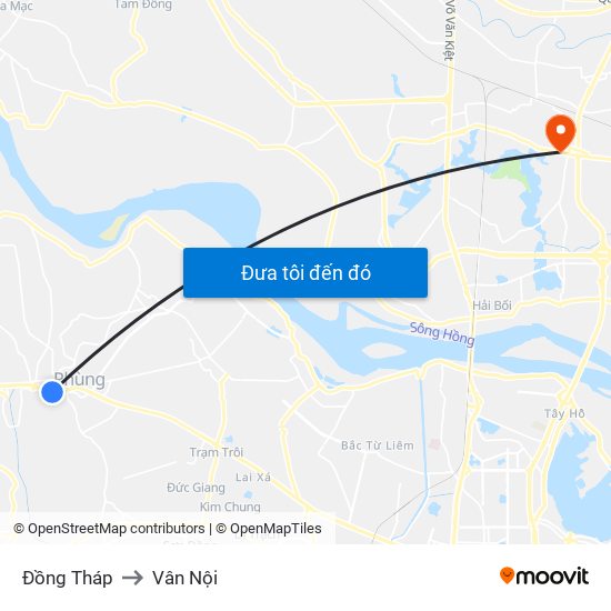 Đồng Tháp to Vân Nội map