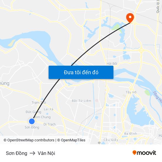 Sơn Đồng to Vân Nội map