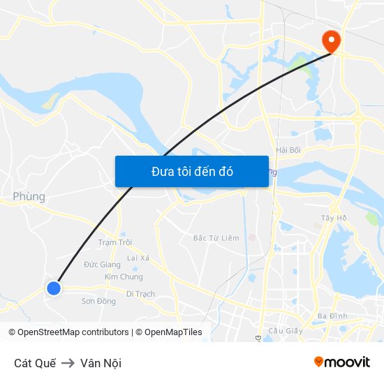 Cát Quế to Vân Nội map