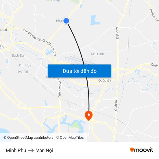 Minh Phú to Vân Nội map