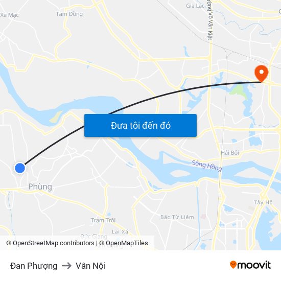 Đan Phượng to Vân Nội map