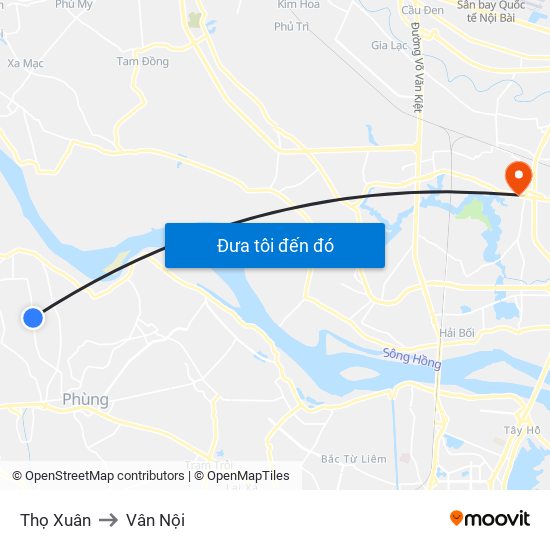 Thọ Xuân to Vân Nội map