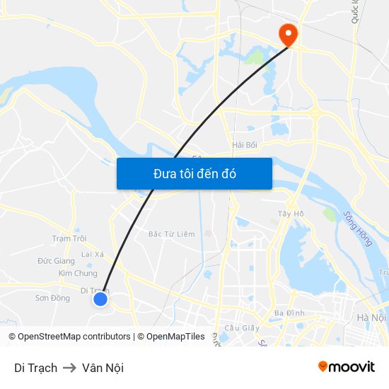 Di Trạch to Vân Nội map