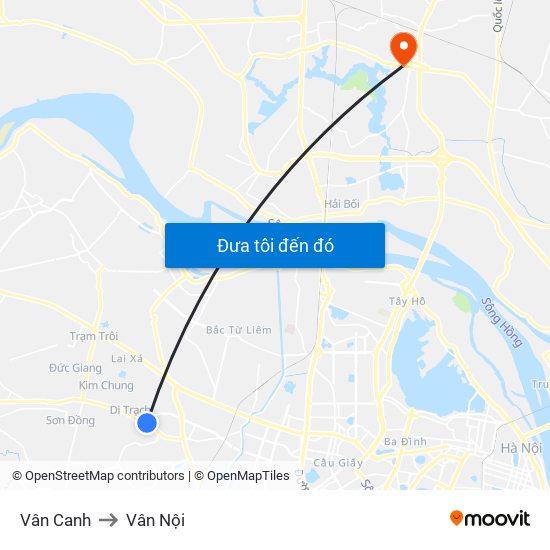 Vân Canh to Vân Nội map