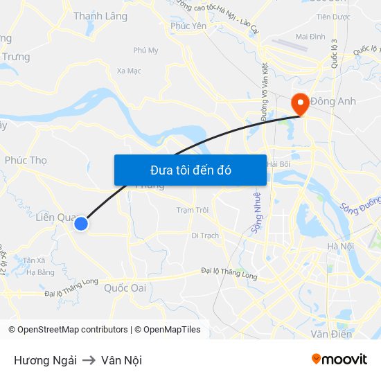 Hương Ngải to Vân Nội map