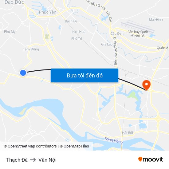 Thạch Đà to Vân Nội map