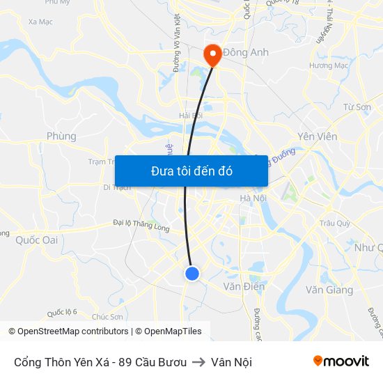 Cổng Thôn Yên Xá - 89 Cầu Bươu to Vân Nội map