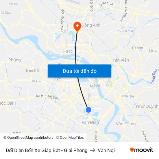 Đối Diện Bến Xe Giáp Bát - Giải Phóng to Vân Nội map