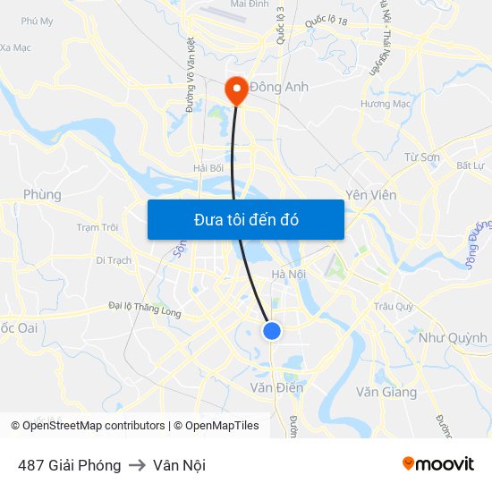 487 Giải Phóng to Vân Nội map