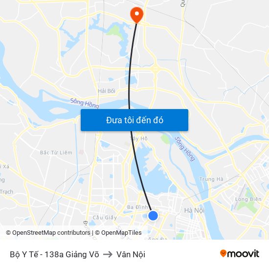Bộ Y Tế - 138a Giảng Võ to Vân Nội map