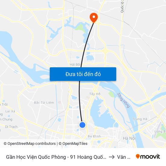 Gần Học Viện Quốc Phòng - 91 Hoàng Quốc Việt to Vân Nội map