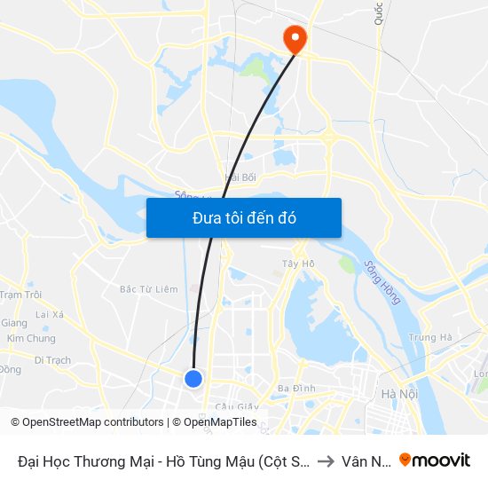 Đại Học Thương Mại - Hồ Tùng Mậu (Cột Sau) to Vân Nội map