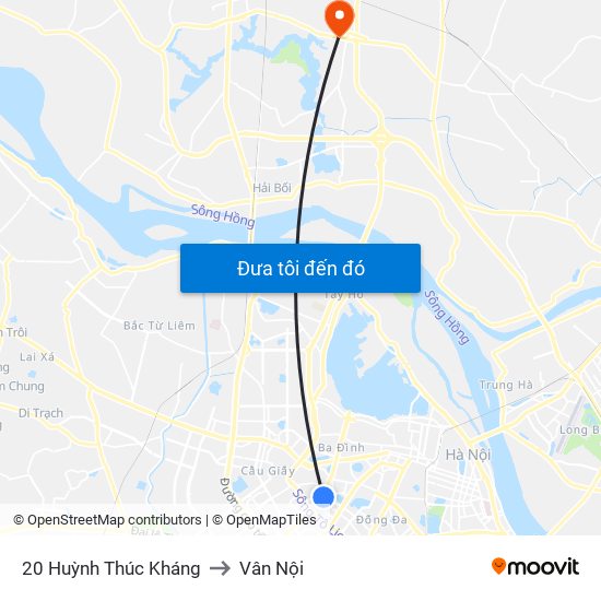 20 Huỳnh Thúc Kháng to Vân Nội map