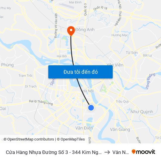 Cửa Hàng Nhựa Đường Số 3 - 344 Kim Ngưu to Vân Nội map