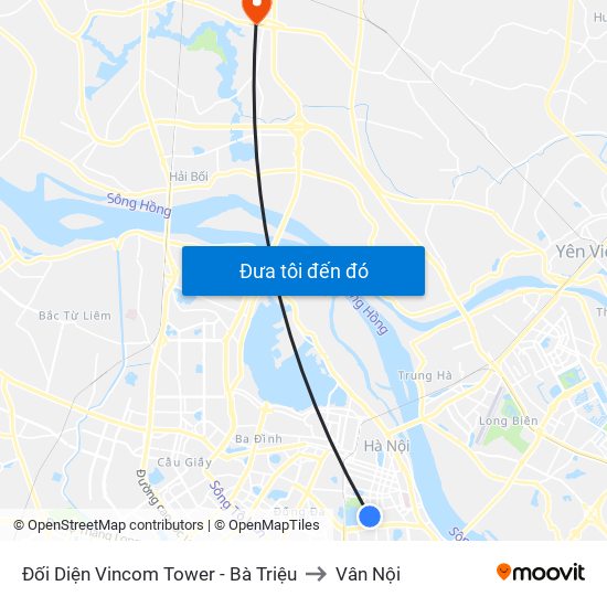 Đối Diện Vincom Tower - Bà Triệu to Vân Nội map