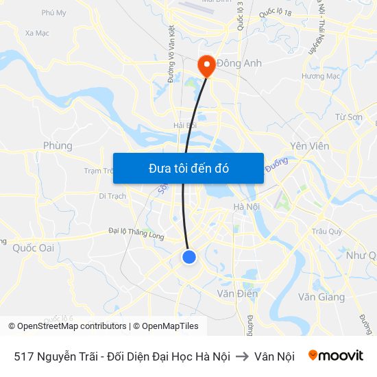 517 Nguyễn Trãi - Đối Diện Đại Học Hà Nội to Vân Nội map