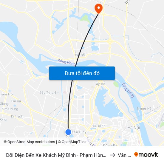 Đối Diện Bến Xe Khách Mỹ Đình - Phạm Hùng (Cột Trước) to Vân Nội map