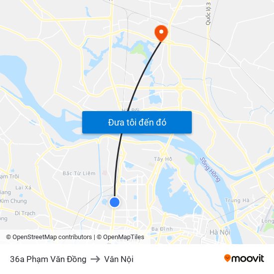36a Phạm Văn Đồng to Vân Nội map
