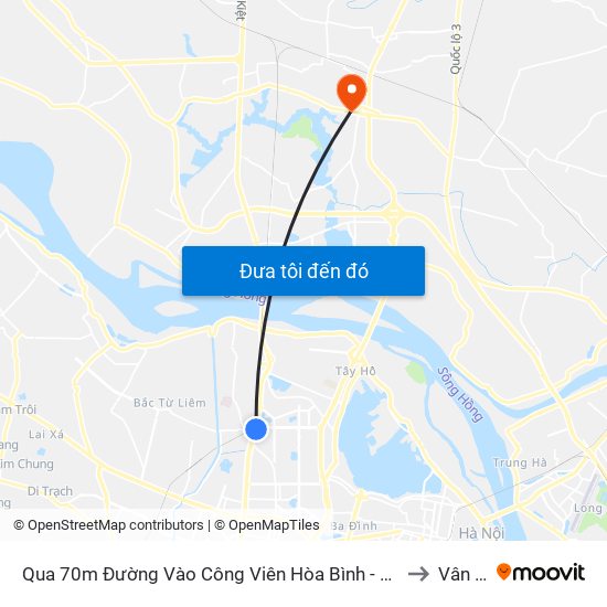 Qua 70m Đường Vào Công Viên Hòa Bình - Phạm Văn Đồng to Vân Nội map