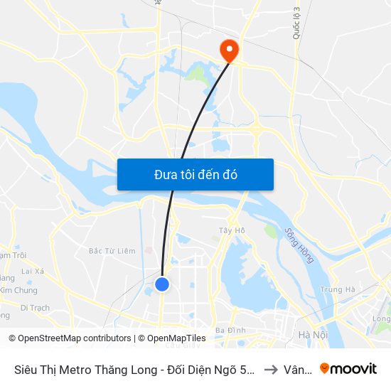 Siêu Thị Metro Thăng Long - Đối Diện Ngõ 599 Phạm Văn Đồng to Vân Nội map