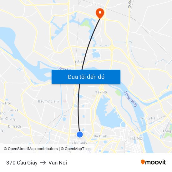 370 Cầu Giấy to Vân Nội map