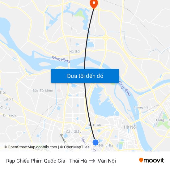 Rạp Chiếu Phim Quốc Gia - Thái Hà to Vân Nội map