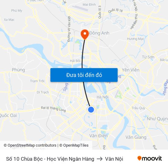 Số 10 Chùa Bộc - Học Viện Ngân Hàng to Vân Nội map