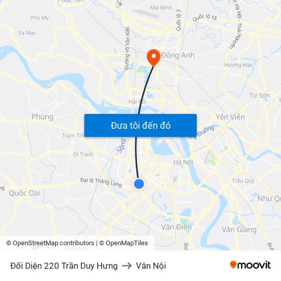 Đối Diện 220 Trần Duy Hưng to Vân Nội map