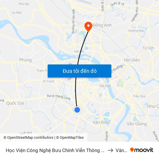 Học Viện Công Nghệ Bưu Chính Viễn Thông - Trần Phú (Hà Đông) to Vân Nội map