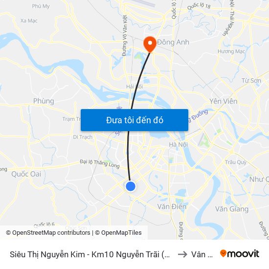 Siêu Thị Nguyễn Kim - Km10 Nguyễn Trãi (Hà Đông) to Vân Nội map