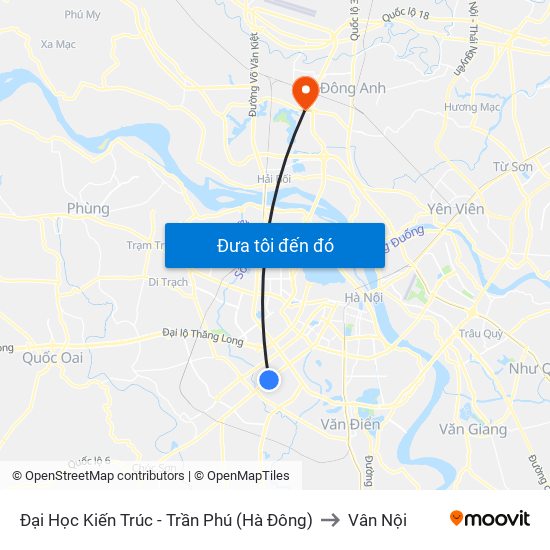 Đại Học Kiến Trúc - Trần Phú (Hà Đông) to Vân Nội map
