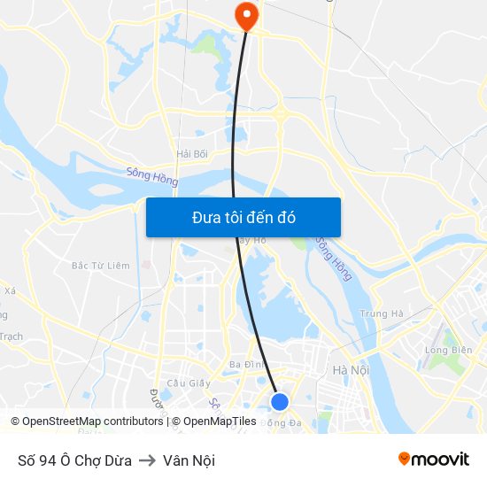 Số 94 Ô Chợ Dừa to Vân Nội map