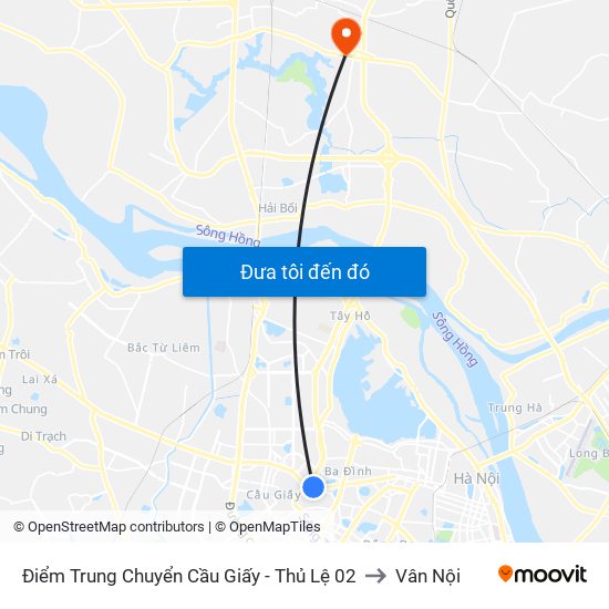 Điểm Trung Chuyển Cầu Giấy - Thủ Lệ 02 to Vân Nội map