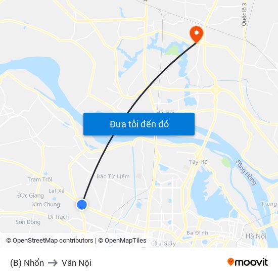 (B) Nhổn to Vân Nội map