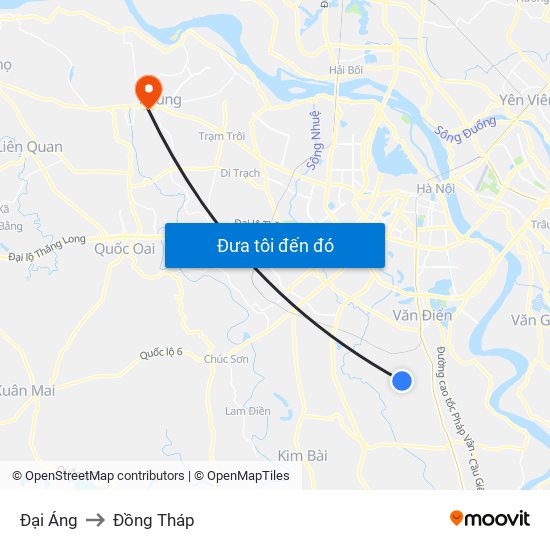 Đại Áng to Đồng Tháp map