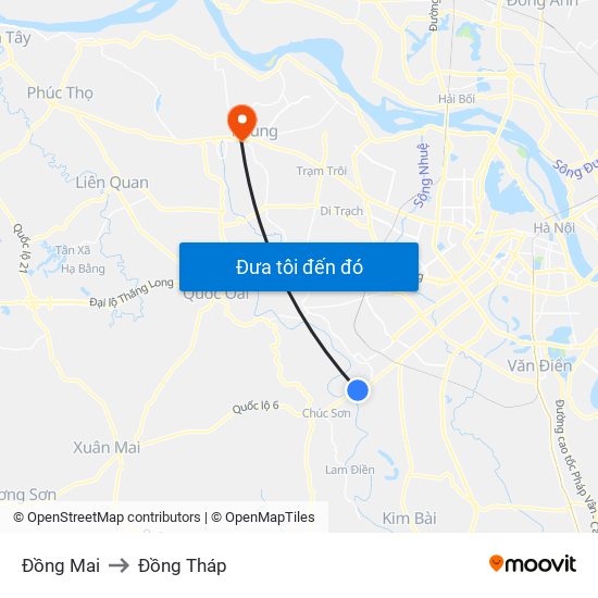 Đồng Mai to Đồng Tháp map