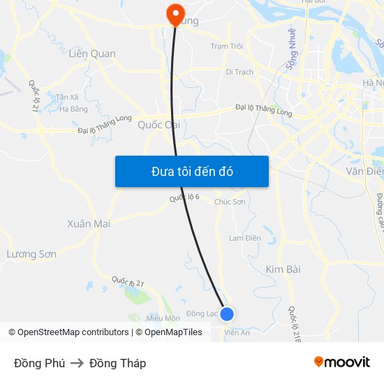 Đồng Phú to Đồng Tháp map