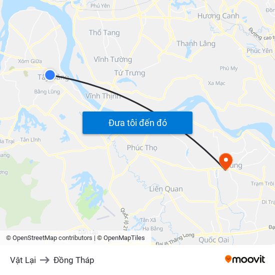 Vật Lại to Đồng Tháp map