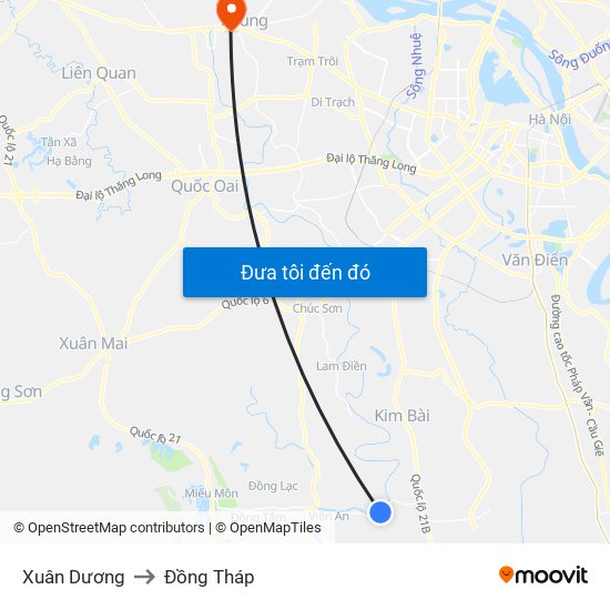 Xuân Dương to Đồng Tháp map