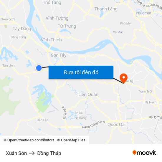 Xuân Sơn to Đồng Tháp map