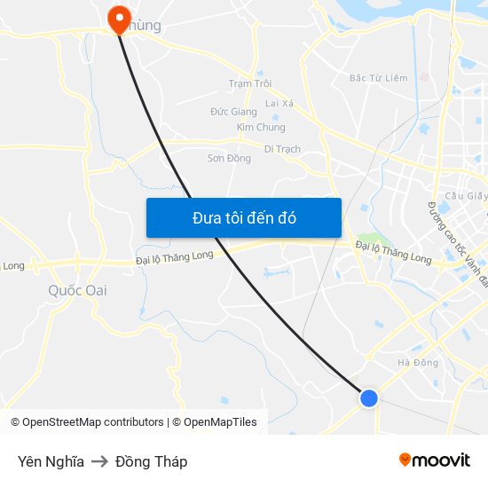 Yên Nghĩa to Đồng Tháp map