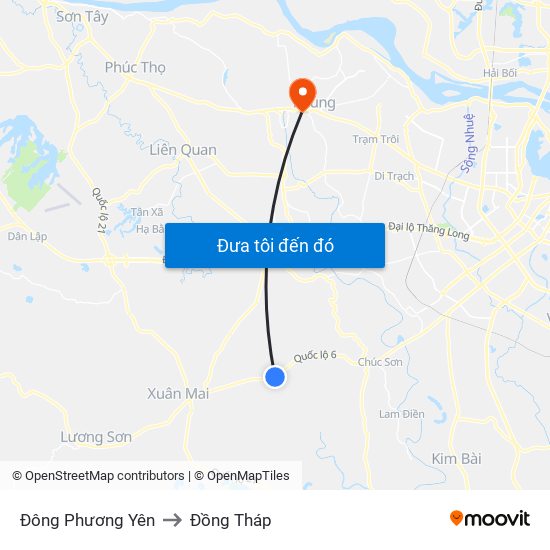 Đông Phương Yên to Đồng Tháp map