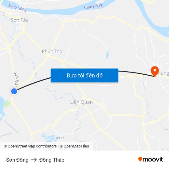 Sơn Đông to Đồng Tháp map