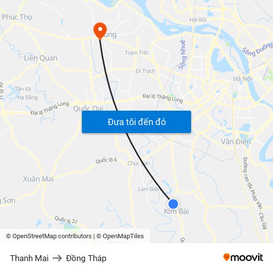 Thanh Mai to Đồng Tháp map