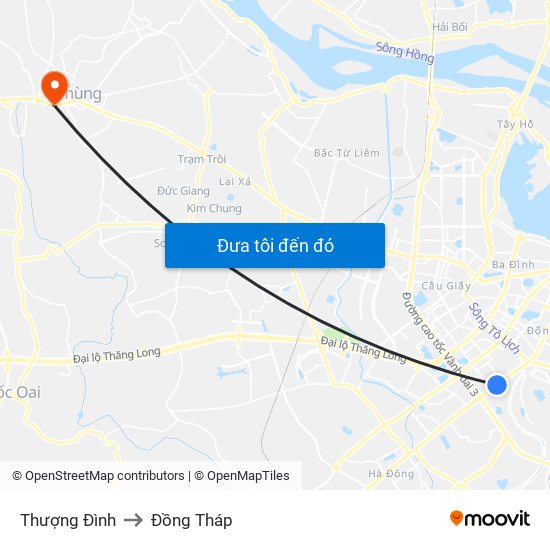 Thượng Đình to Đồng Tháp map