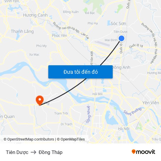 Tiên Dược to Đồng Tháp map